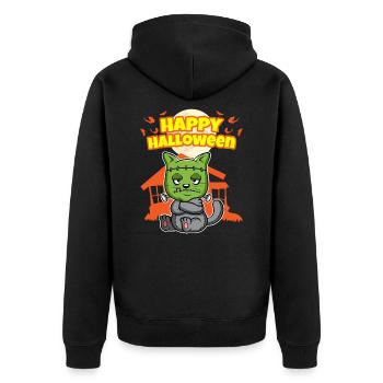 Happy Halloween Scary Funny Hallow's Eve Costume - Unisex Premium Organic Zip Hoodie - black - Back - Nico (187cm)