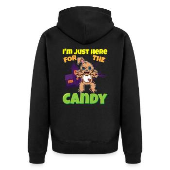 I'm Just Here For The Candy Scary Halloween Beast - Unisex Premium Bio Zip Hoodie - Schwarz - Hinten - Nico (187cm)