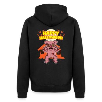 Happy Halloween Scary Funny Hallow's Eve Costume - Unisex Premium Organic Zip Hoodie - black - Back - Nico (187cm)
