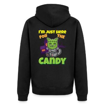 Je suis juste ici pour la bête d’Halloween effrayante de bonbons - Veste à capuche bio Premium Unisexe - noir - Dos - Nico (187cm)