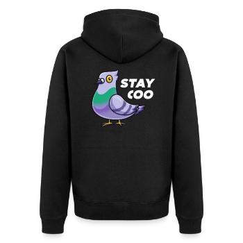 Stay Coo Funny Pigeon Shirt Vogelliebhaber Besitzer - Unisex Premium Bio Zip Hoodie - Schwarz - Hinten - Nico (187cm)
