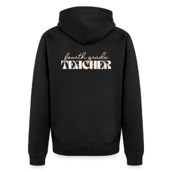 Retro 4th Grade Teacher Vintage Fourth Grade - Unisex Premium Organic Zip Hoodie - black - Back - Nico (187cm)