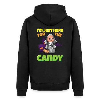 I'm Just Here For The Candy Scary Halloween Beast - Unisex Premium Bio Zip Hoodie - Schwarz - Hinten - Nico (187cm)