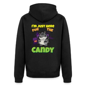 I'm Just Here For The Candy Scary Halloween Beast - Unisex Premium Bio Zip Hoodie - Schwarz - Hinten - Nico (187cm)