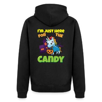 I'm Just Here For The Candy Scary Halloween Beast - Unisex Premium Bio Zip Hoodie - Schwarz - Hinten - Nico (187cm)