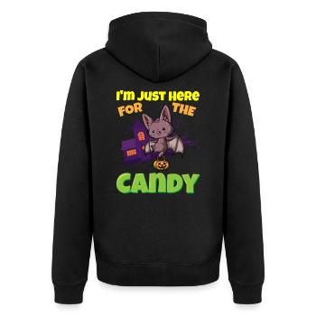 Je suis juste ici pour la bête d’Halloween effrayante de bonbons - Veste à capuche bio Premium Unisexe - noir - Dos - Nico (187cm)