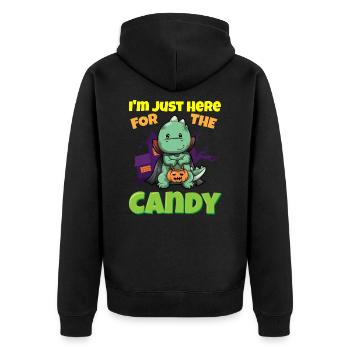 I'm Just Here For The Candy Scary Halloween Beast - Unisex Premium Bio Zip Hoodie - Schwarz - Hinten - Nico (187cm)