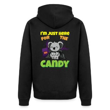 I'm Just Here For The Candy Scary Halloween Beast - Unisex Premium Bio Zip Hoodie - Schwarz - Hinten - Nico (187cm)