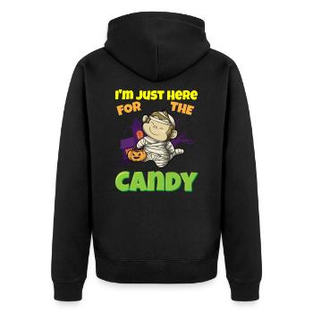 Je suis juste ici pour la bête d’Halloween effrayante de bonbons - Veste à capuche bio Premium Unisexe - noir - Dos - Nico (187cm)