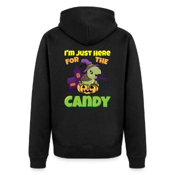 Je suis juste ici pour la bête d’Halloween effrayante de bonbons - Veste à capuche bio Premium Unisexe - noir - Dos - Nico (187cm)
