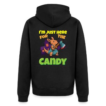 I'm Just Here For The Candy Scary Halloween Beast - Unisex Premium Bio Zip Hoodie - Schwarz - Hinten - Nico (187cm)