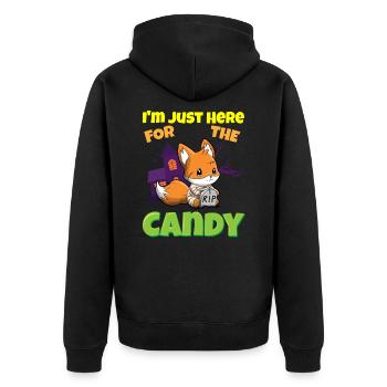 I'm Just Here For The Candy Scary Halloween Beast - Unisex Premium Bio Zip Hoodie - Schwarz - Hinten - Nico (187cm)