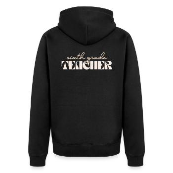 Retro 6. Klasse Lehrer Vintage Sechste Klasse - Unisex Premium Bio Zip Hoodie - Schwarz - Hinten - Nico (187cm)