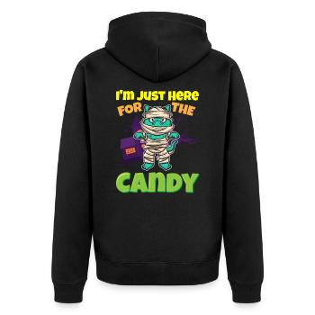 I'm Just Here For The Candy Scary Halloween Beast - Unisex Premium Bio Zip Hoodie - Schwarz - Hinten - Nico (187cm)