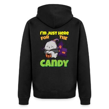 I'm Just Here For The Candy Scary Halloween Beast - Unisex Premium Bio Zip Hoodie - Schwarz - Hinten - Nico (187cm)