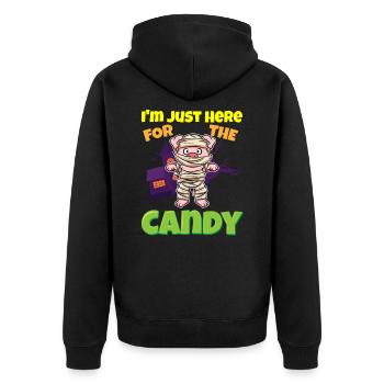 I'm Just Here For The Candy Scary Halloween Beast - Unisex Premium Bio Zip Hoodie - Schwarz - Hinten - Nico (187cm)