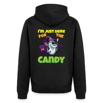 I'm Just Here For The Candy Scary Halloween Beast - Unisex Premium Bio Zip Hoodie - Schwarz - Hinten - Nico (187cm)