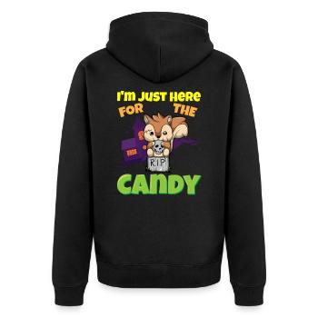I'm Just Here For The Candy Scary Halloween Beast - Unisex Premium Bio Zip Hoodie - Schwarz - Hinten - Nico (187cm)