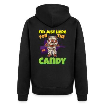 I'm Just Here For The Candy Scary Halloween Beast - Unisex Premium Bio Zip Hoodie - Schwarz - Hinten - Nico (187cm)