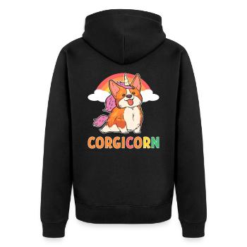 Corgicorn Welsh Corgi Licorne Chien - Veste à capuche bio Premium Unisexe - noir - Dos - Nico (187cm)