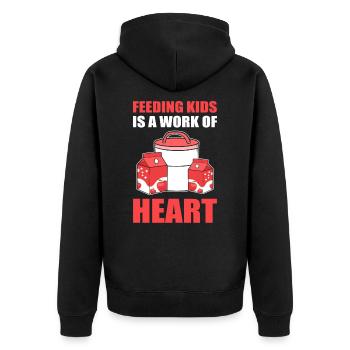 Feeding Kids Is A Work Of Heart Cafeteria Worker - Unisex Premium Organic Zip Hoodie - black - Back - Nico (187cm)