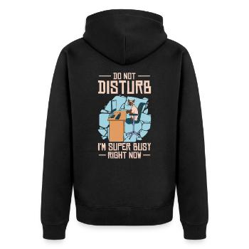 Working Busy Cat Employee Cat Owner Worker - Unisex Premium Organic Zip Hoodie - black - Back - Nico (187cm)