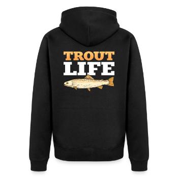 Trout Life Pêche à la truite Pêche - Veste à capuche bio Premium Unisexe - noir - Dos - Nico (187cm)