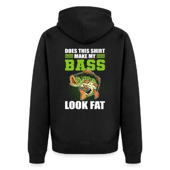 Does This Shirt Make My Bass Look Fat Fish Bass - Unisex Premium Bio Zip Hoodie - Schwarz - Hinten - Nico (187cm)