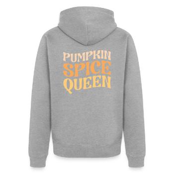 Pumpkin Spice Queen PSL Coffee Lover Retro Fall - Unisex Premium Organic Zip Hoodie - heather grey - Back - Nico (187cm)