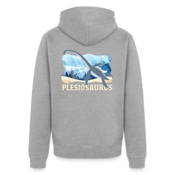 Plesiosaurus Dinosaur - Unisex Premium Bio Zip Hoodie - Grau meliert - Hinten - Nico (187cm)
