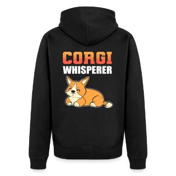 Corgi Whisperer Dog Lover Welsh Corgi - Unisex Premium Organic Zip Hoodie - black - Back - Nico (187cm)