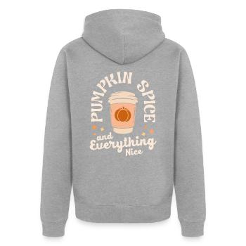 Pumpkin Spice And Everything Nice Retro Fall - Unisex Premium Organic Zip Hoodie - heather grey - Back - Nico (187cm)