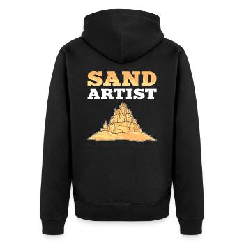 Sand Artist Sand Art Sandcastle and Sand Sculpture - Unisex Premium Bio Zip Hoodie - Schwarz - Hinten - Nico (187cm)