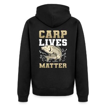 Carp Lives Matter Carp Fishing Fish Hunting - Unisex Premium Bio Zip Hoodie - Schwarz - Hinten - Nico (187cm)