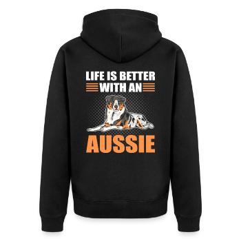 Australischer Schäferhund Berger australien Auss - Veste à capuche bio Premium Unisexe - noir - Dos - Nico (187cm)