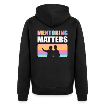 Mentoring Matters Coach Mentor Motivational - Unisex Premium Bio Zip Hoodie - Schwarz - Hinten - Nico (187cm)