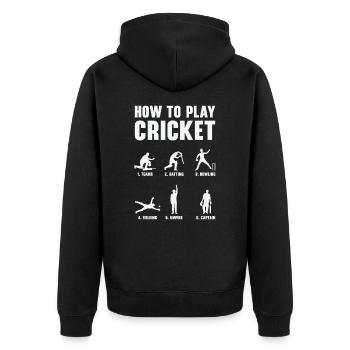 Wie man Cricket spielt Cricket-Spieler - Unisex Premium Bio Zip Hoodie - Schwarz - Hinten - Nico (187cm)