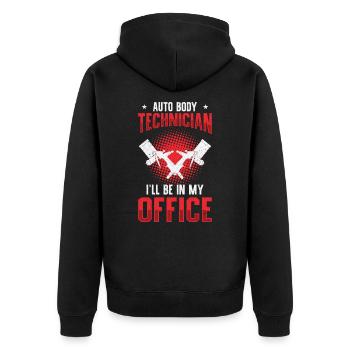 Karosserietechniker Fahrzeugreparatur Autowartung - Unisex Premium Bio Zip Hoodie - Schwarz - Hinten - Nico (187cm)