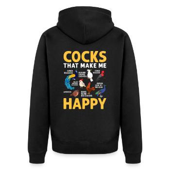 Erwachsene männliche Vögel Sammlung Hahn Lustige - Unisex Premium Bio Zip Hoodie - Schwarz - Hinten - Nico (187cm)