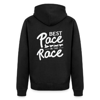 Husky Sledding Best Pace Sled Dog Racing Alaskan - Unisex Premium Organic Zip Hoodie - black - Back - Nico (187cm)