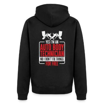 Auto Body Technician Vehicle Repair Car - Unisex Premium Organic Zip Hoodie - black - Back - Nico (187cm)