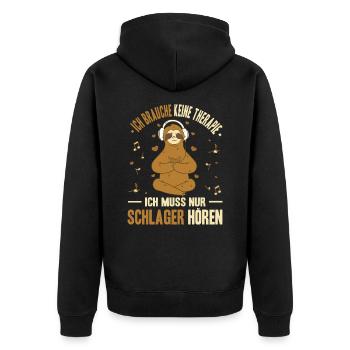 Ich Brauche Keine Therapie Ich Muss Nur Schlager - Unisex Premium Bio Zip Hoodie - Schwarz - Hinten - Nico (187cm)