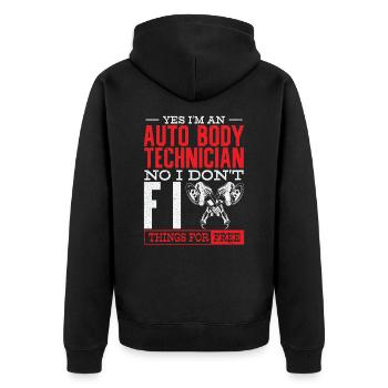 Karosserietechniker Fahrzeugreparatur Autowartung - Unisex Premium Bio Zip Hoodie - Schwarz - Hinten - Nico (187cm)
