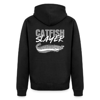 Catfish Slayer Catfish Fishing Fish Hunting - Unisex Premium Bio Zip Hoodie - Schwarz - Hinten - Nico (187cm)