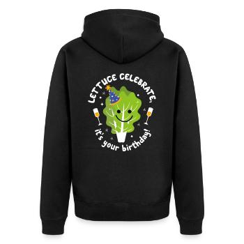 Salade végétalienne Anniversaire Salutations Jour natal - Veste à capuche bio Premium Unisexe - noir - Dos - Nico (187cm)