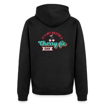Cerise Anniversaire Salutations Fruits Amoureux Meilleur - Veste à capuche bio Premium Unisexe - noir - Dos - Nico (187cm)