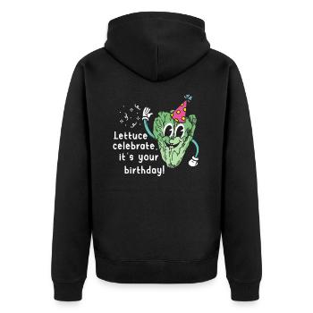 Salade végétalienne Anniversaire Salutations Jour natal - Veste à capuche bio Premium Unisexe - noir - Dos - Nico (187cm)