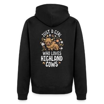 Juste une fille qui aime highland cows écossais - Veste à capuche bio Premium Unisexe - noir - Dos - Nico (187cm)