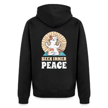 Serenity Cat Yoga Cat Propriétaire Méditation - Veste à capuche bio Premium Unisexe - noir - Dos - Nico (187cm)