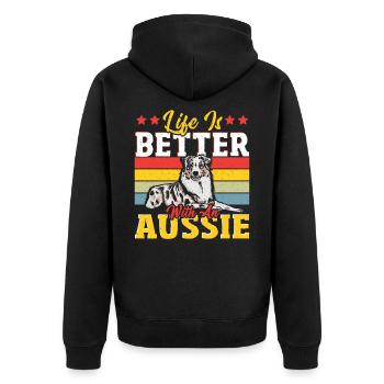 Australischer Schäferhund Berger australien Auss - Veste à capuche bio Premium Unisexe - noir - Dos - Nico (187cm)